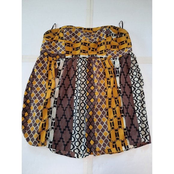 Torrid womens strapless halter short mini dress gold brown geo lined size 26 - Picture 2 of 13